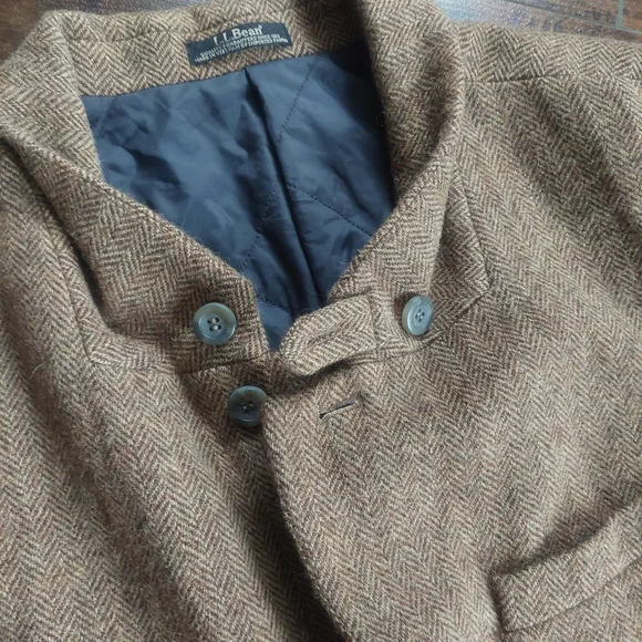 Vintage L.L.Bean Shetland Wool Jacket Brown Insulated Size 50 REG - Picture 3 of 13